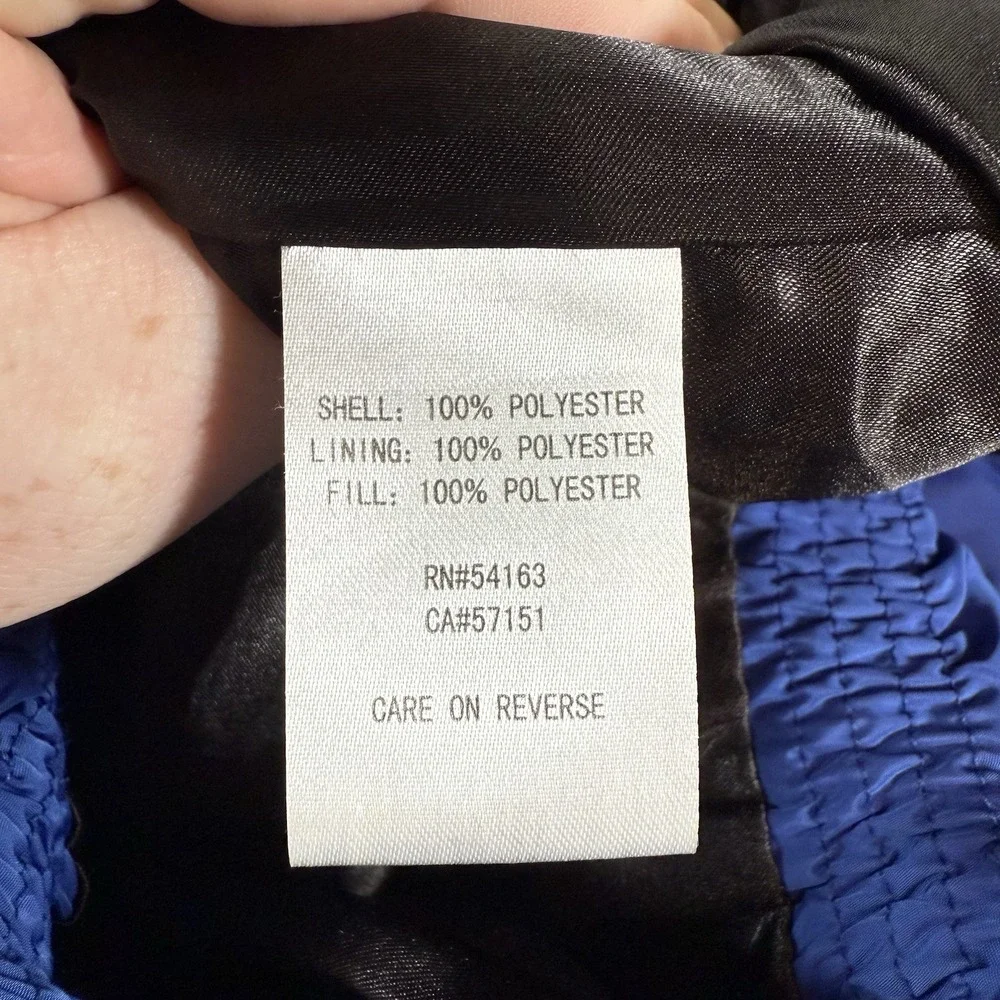 Calvin Klein Puffer Jacket Womens Medium‎ Blue Coat Quilted Full Zip